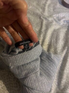 Ambiance;
grey  Ribbed Turtleneck Sweater
